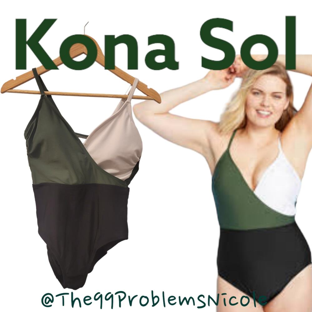 Kona Sol Color Block One Piece Swimsuit with adjustable straps